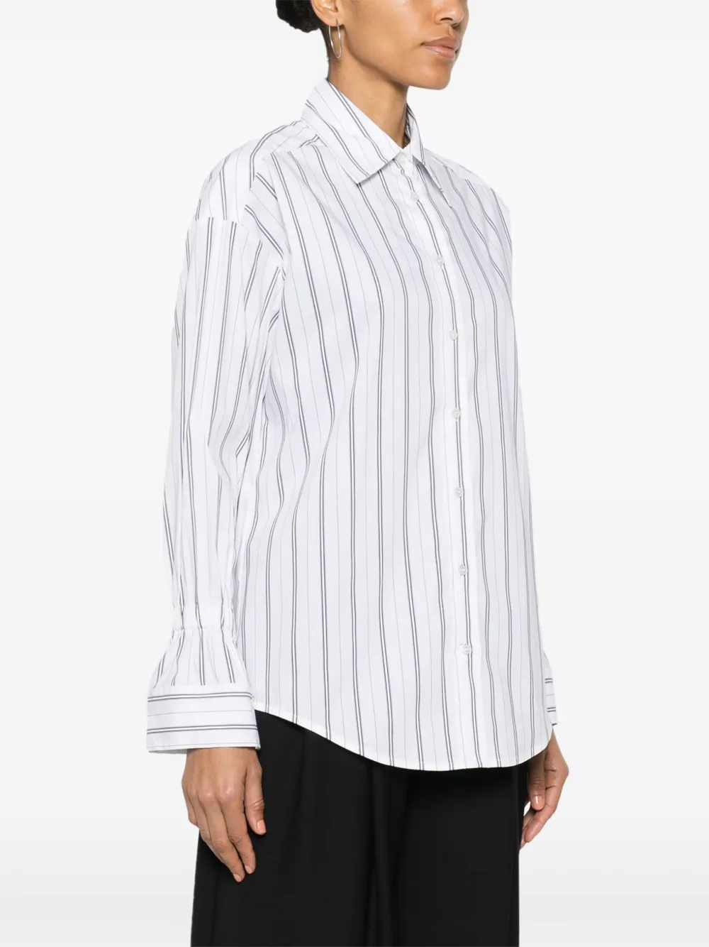 Shop Pinko Striped Long-sleeve Shirt In White