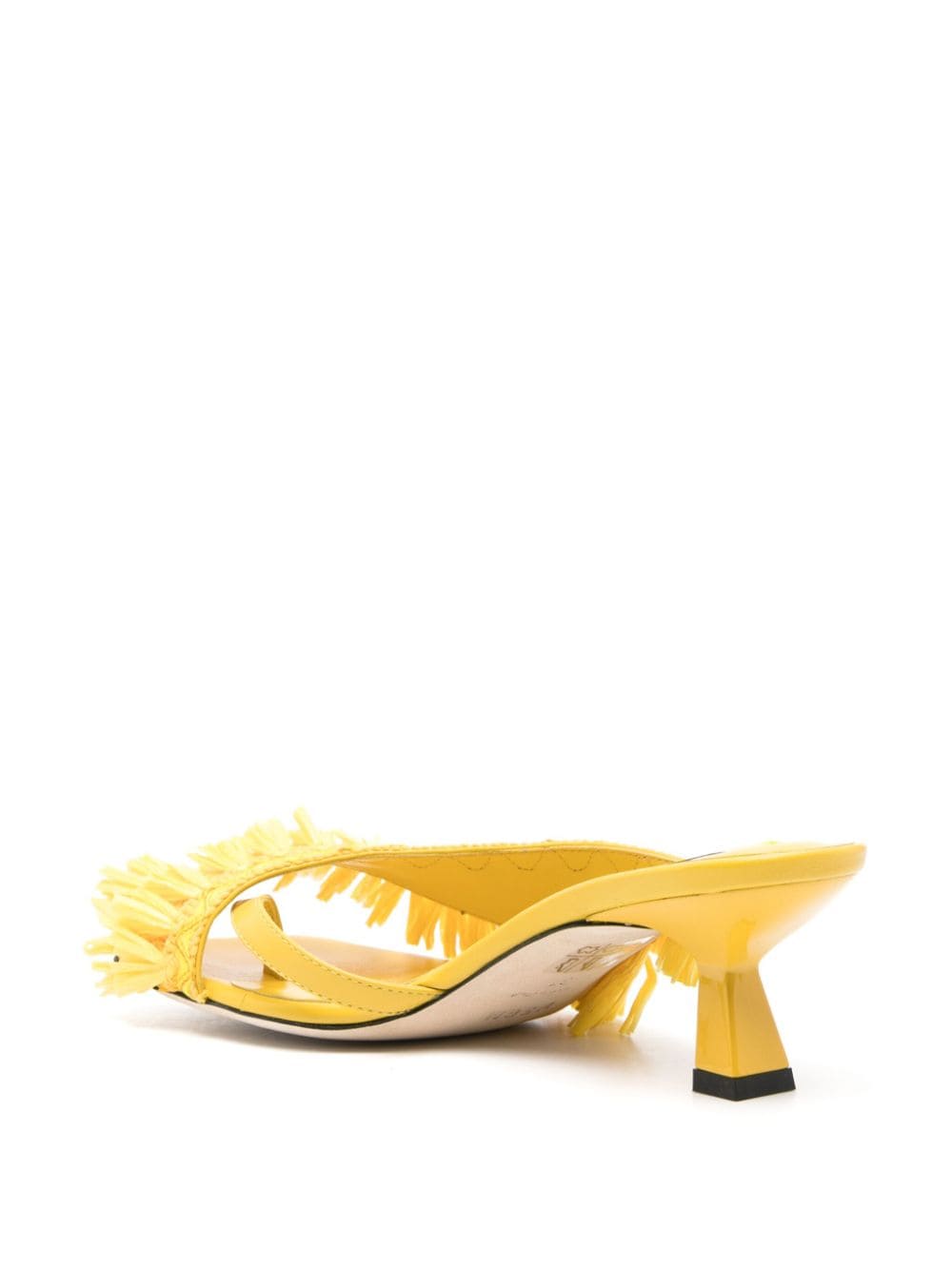 Shop Msgm 50mm Fringe-detail Sandals In Yellow