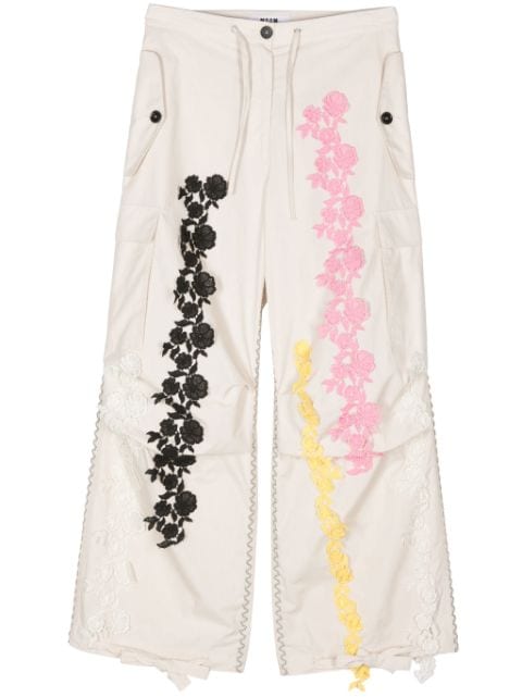 MSGM lace-embellished straight-leg trousers