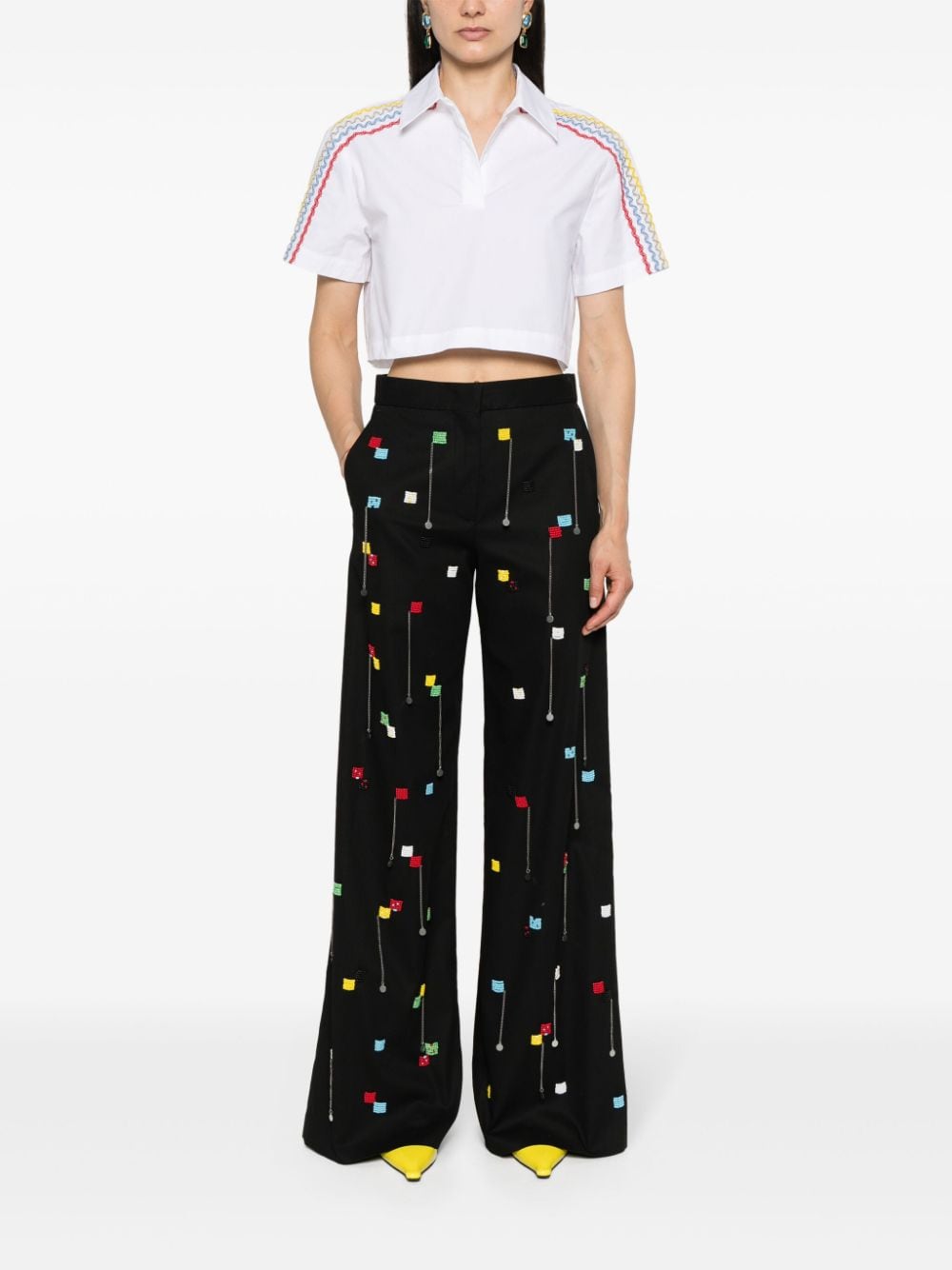 Image 2 of MSGM bead-embellished wide-leg trousers