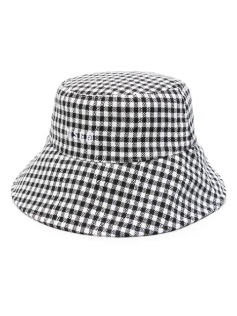 MSGM logo-embroidered gingham bucket hat