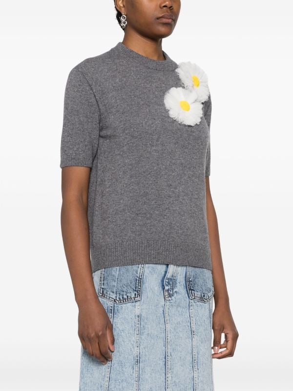 MSGM floral-appliqué Knitted Top - Farfetch