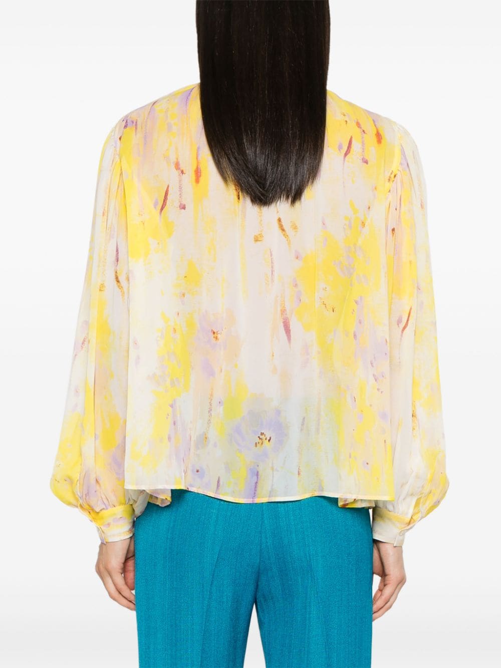 Shop Msgm Abstract-print Shirt In Yellow