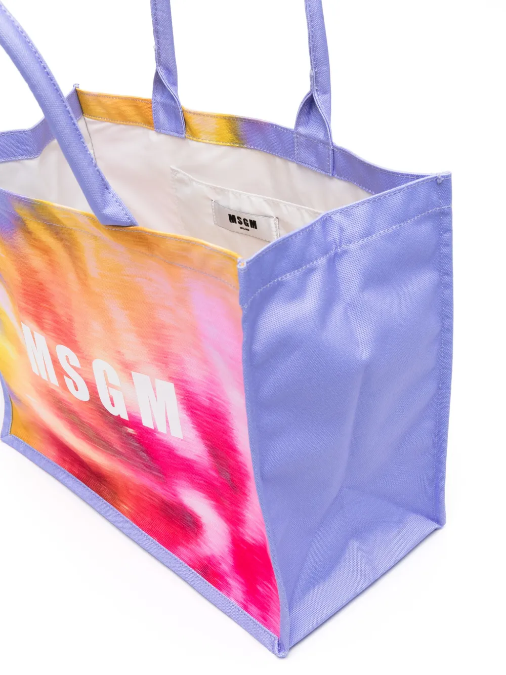 Shop Msgm Abstract-print Tote Bag In Purple