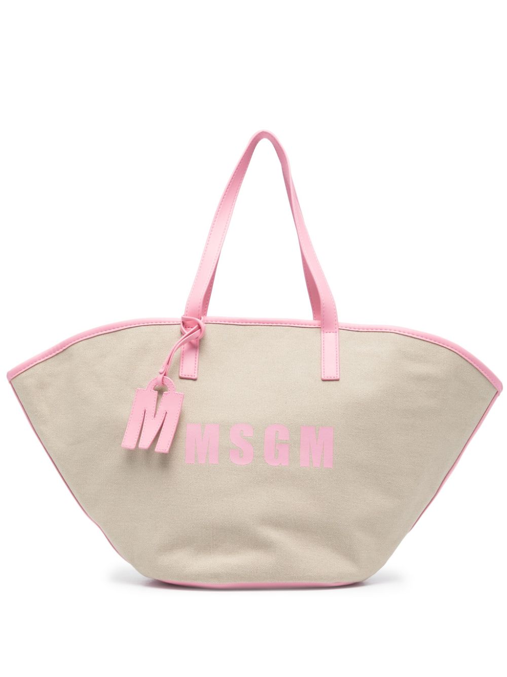 Msgm New Logo-print Tote Bag In Neutrals