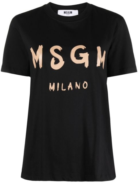 MSGM crew neck logo-print cotton T-shirt