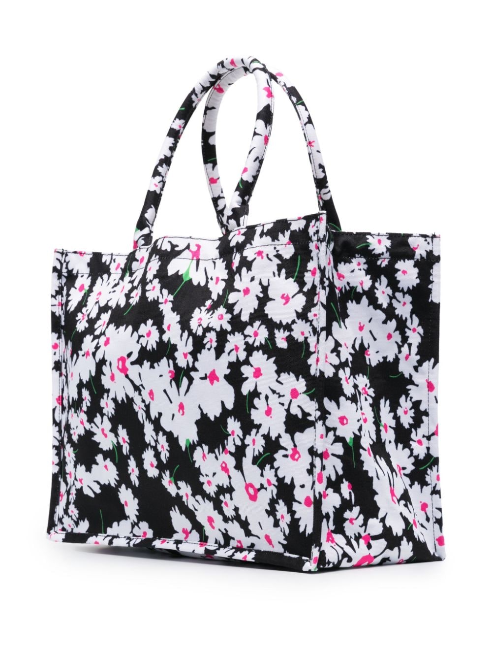 Shop Msgm Floral-print Tote Bag In Black