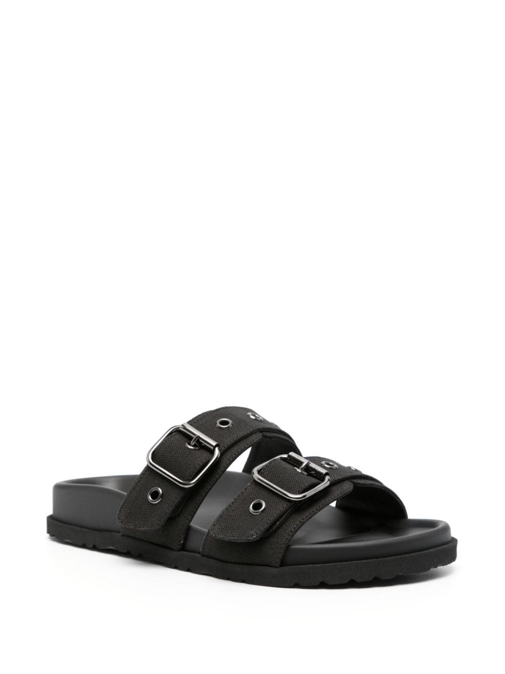 Shop Msgm Buckle-strap Sandals In Black