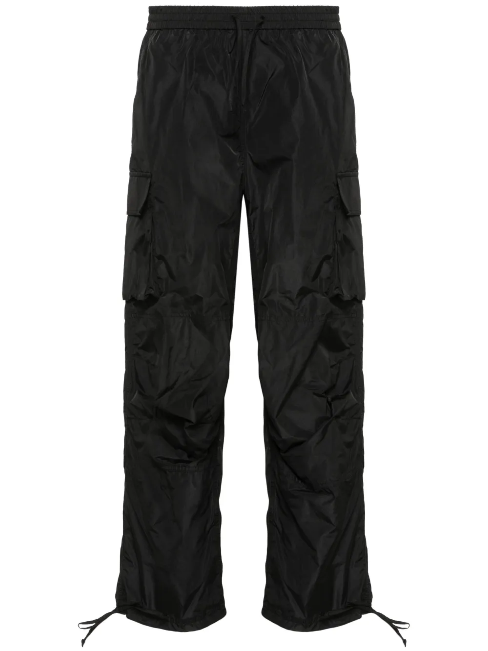 Shop Msgm Cargo-pockets Crepe Trousers In Black