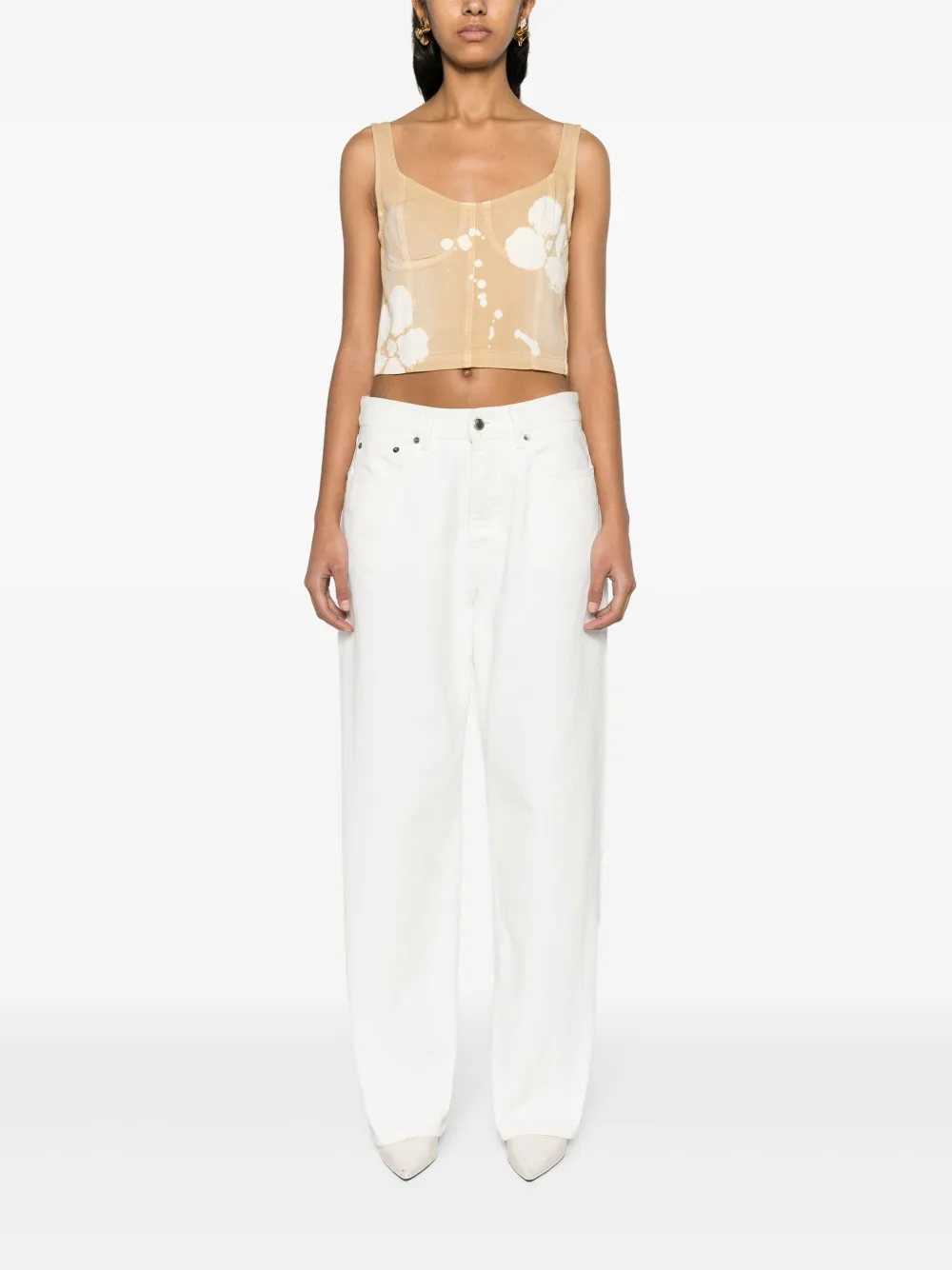 MSGM tie-dye cotton top - Beige