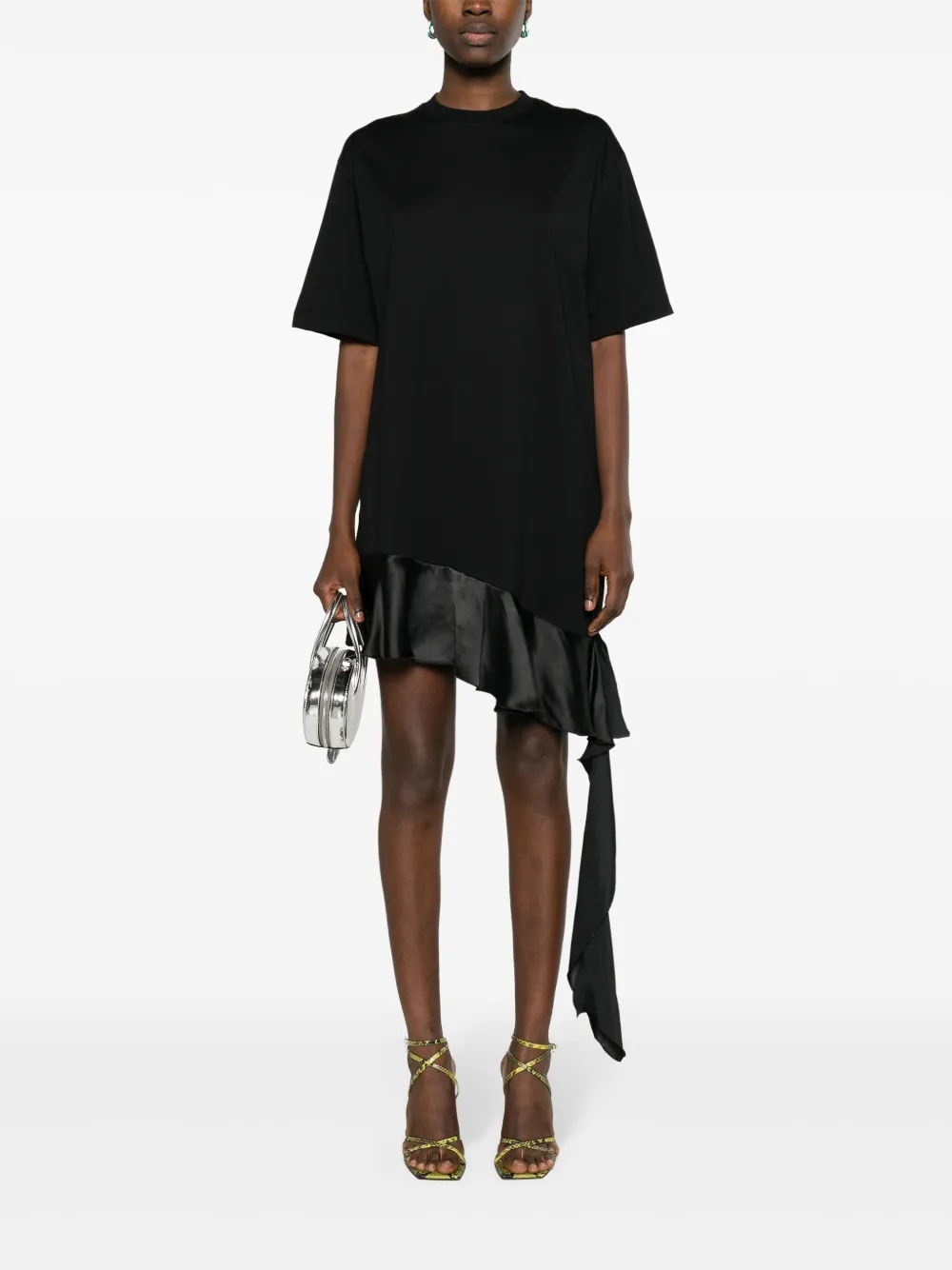 Shop Msgm Short-sleeve Cotton T-shirt Dress In Black