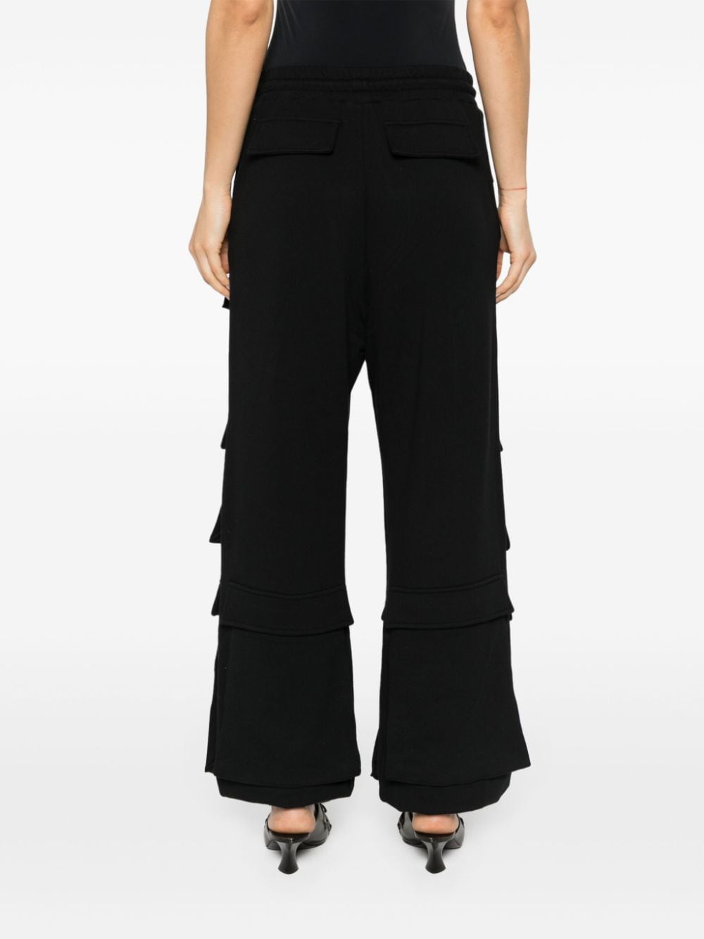 Shop Msgm Logo-embroidered Cargo Track Pants In Black