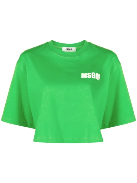 MSGM logo印花短款棉T恤