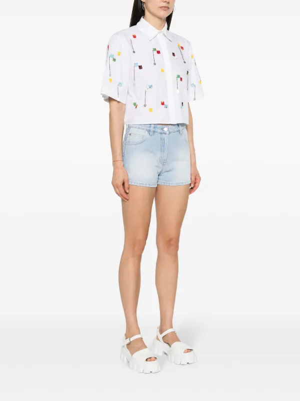 ショートパンツ MSGM Women Shorts  Burmudas 3841MDB08 25711785 Blue Blue Striped Shorts by MSGM on Sale