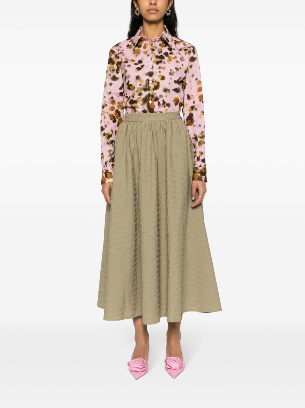 Image 2 of MSGM seersucker-embellished skirt