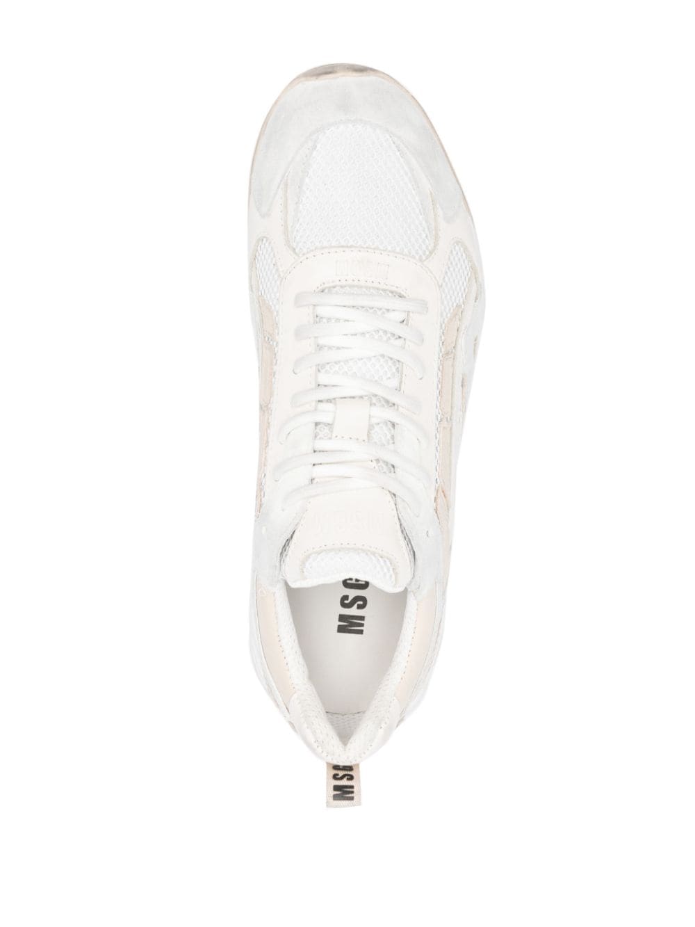 Shop Msgm Vulcano Distressed Sneakers In White