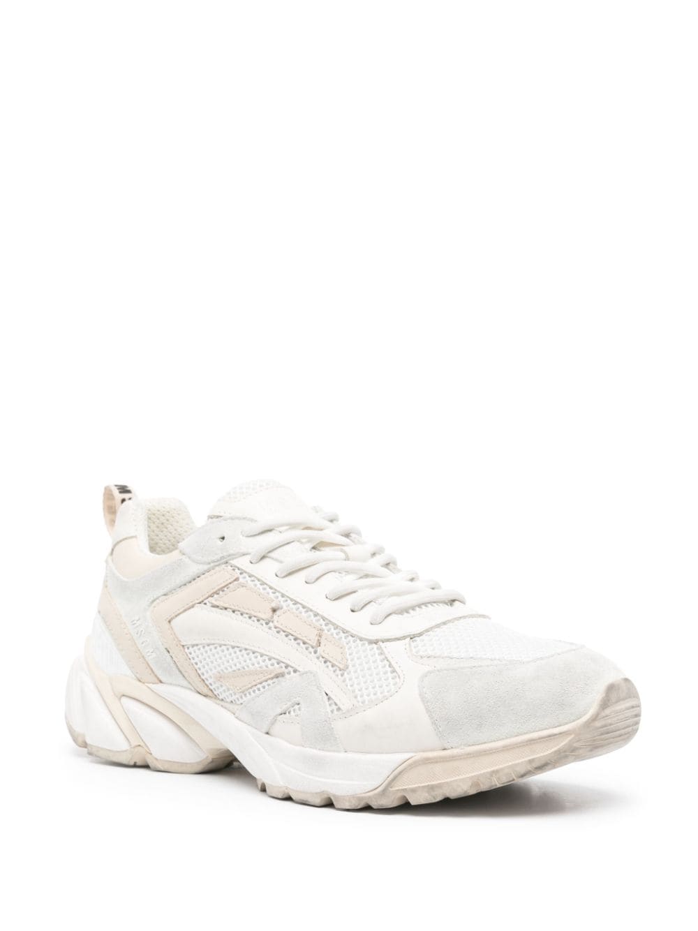Shop Msgm Vulcano Distressed Sneakers In White