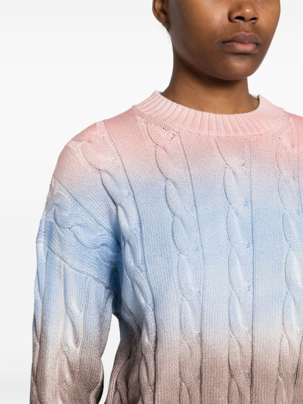 Shop Msgm Cable-knit Jumper In Pink