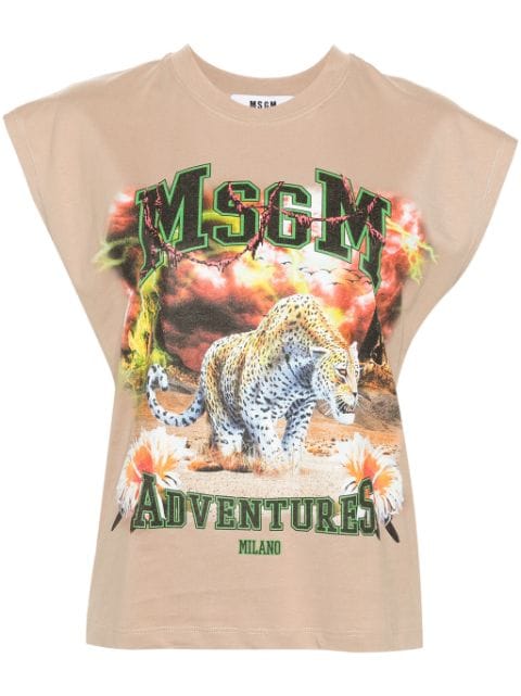 MSGM graphic-print cotton top