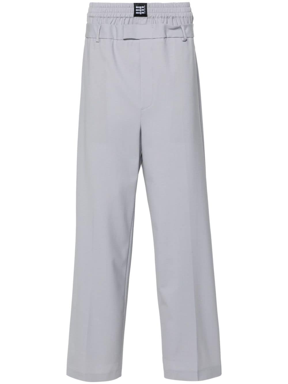 Msgm Double-waist Tailored Trousers In Grey