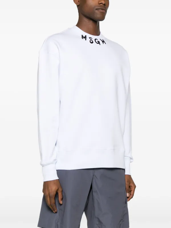 【関税&送料込】Msgm Sweatshirt With Logo Print MSGM logo-print Cotton Sweatshirt | White | FARFETCH