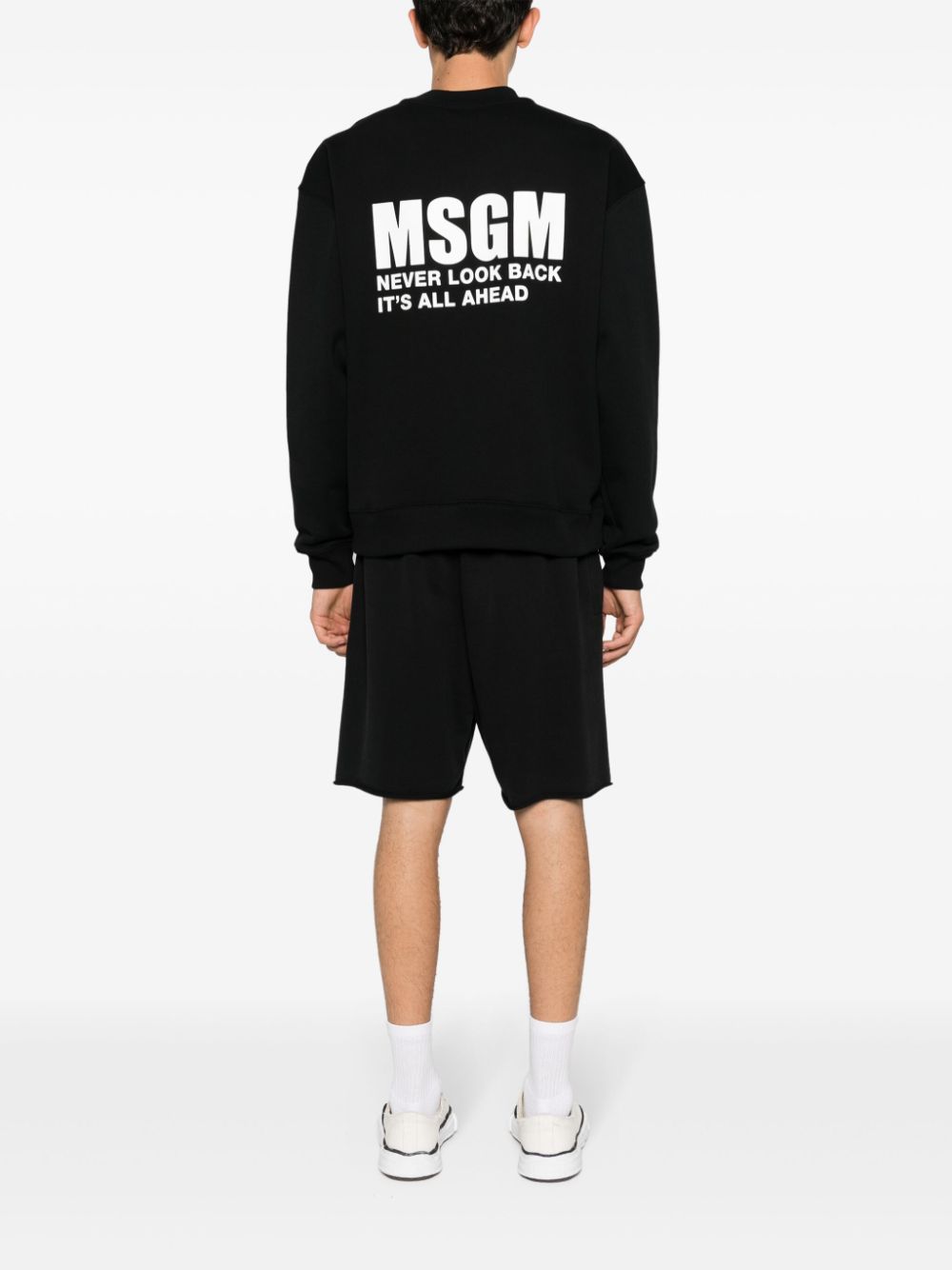 Shop Msgm Logo-print Cotton Sweatshirt In Black