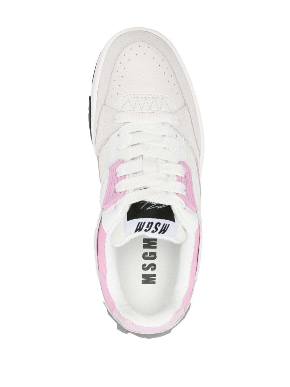 Shop Msgm Logo-print Leather Sneakers In Neutrals