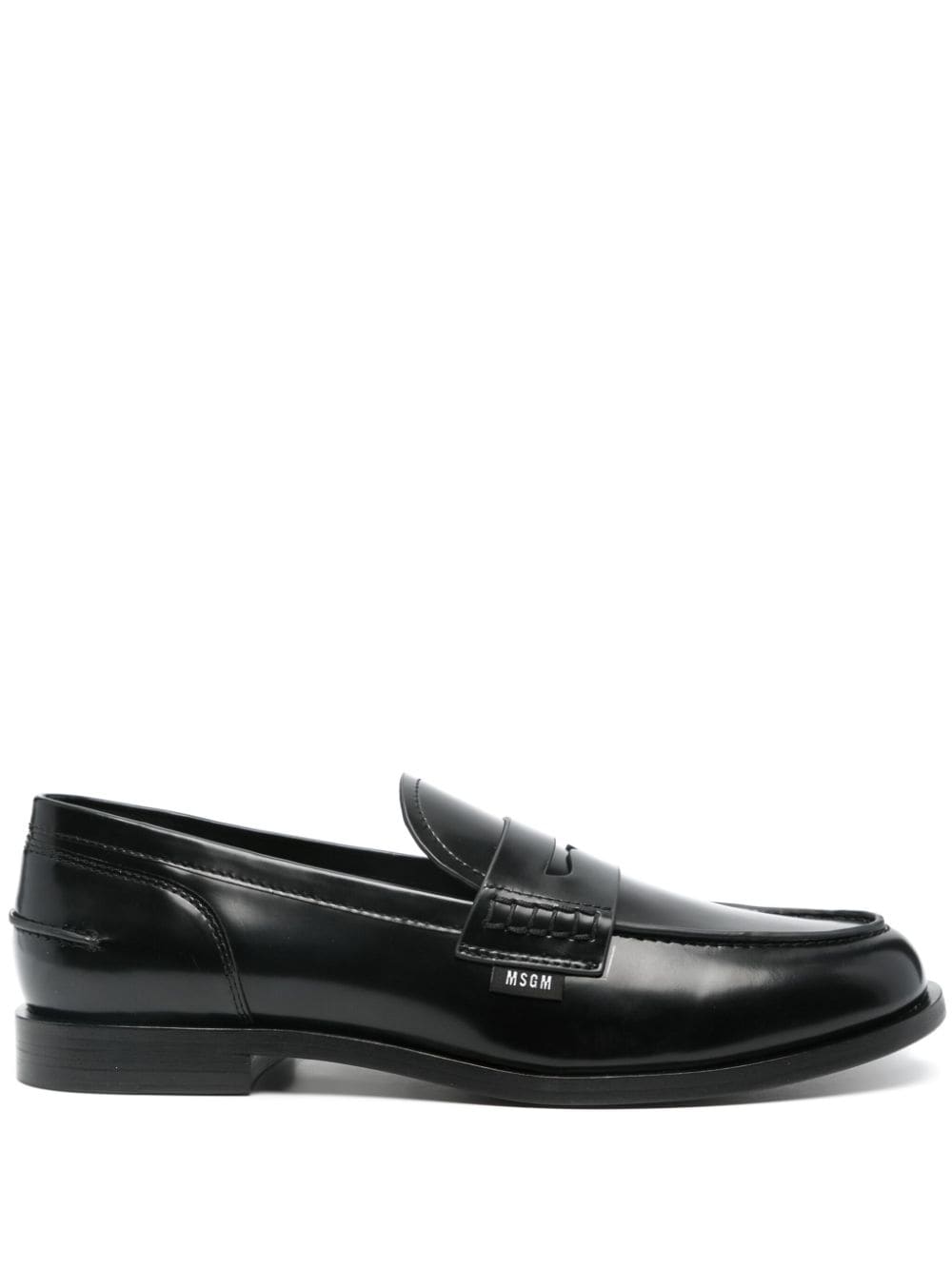 Msgm Penny-slot Leather Loafers In Black