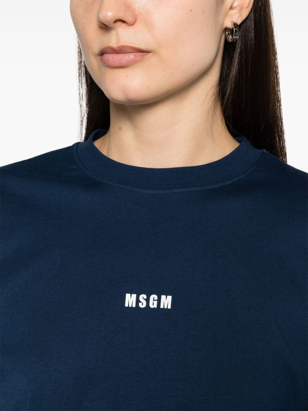 MSGM Katoenen T-shirt met logoprint Blauw