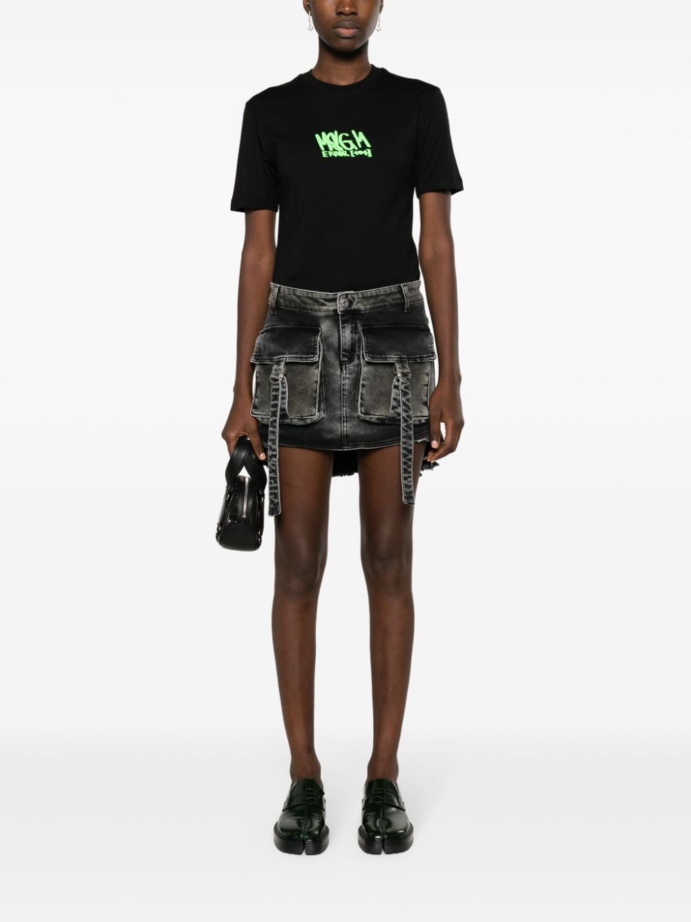 Shop Msgm Logo-print Cotton T-shirt In Black