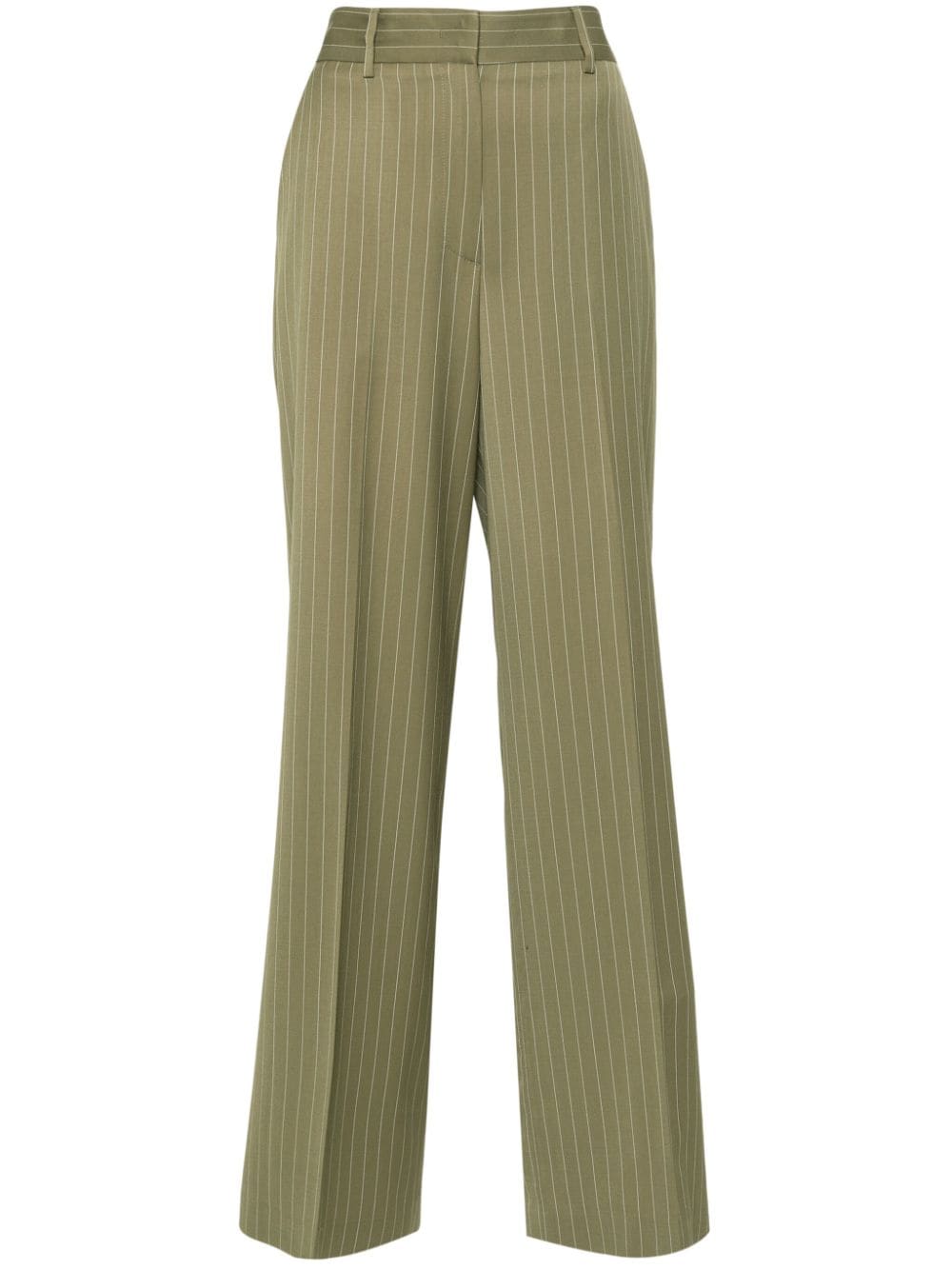 Msgm High-waist Straight-leg Trousers In Green