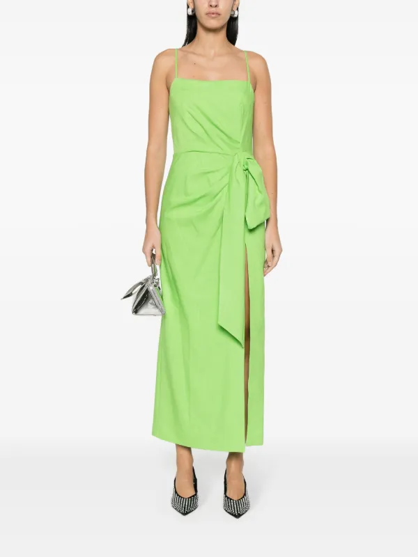 Msgm Gathered-detail Maxi Dress - Green