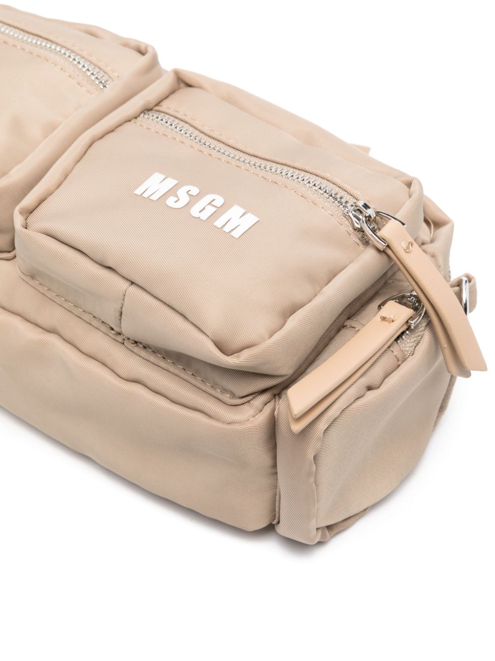 Shop Msgm Logo-print Messenger Bag In Neutrals