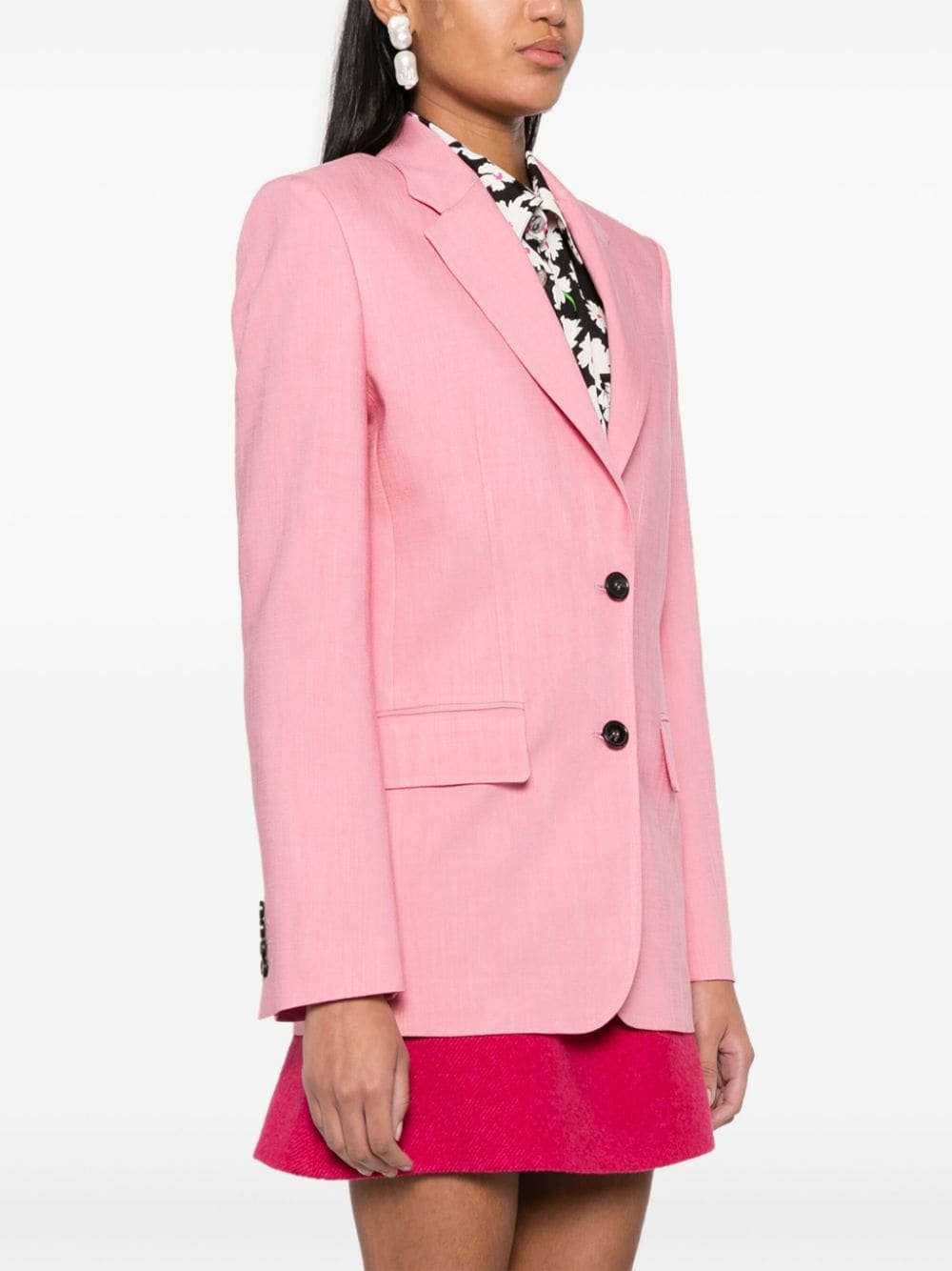 Shop Msgm Notched-lapels Single-breasted Blazer In Pink