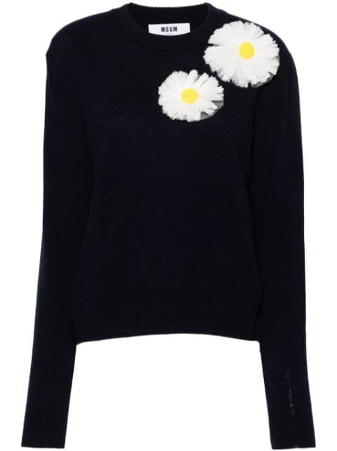 MSGM suéter con aplique floral