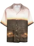 MSGM graphic-print satin shirt - Black