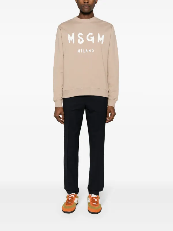 MSGM logo-print Cotton Sweatshirt | Neutrals | FARFETCH