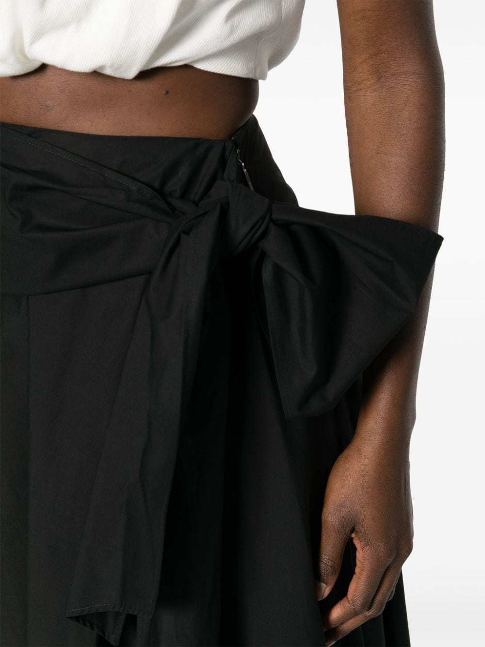 Shop Msgm Cotton Poplin Midi Skirt In Black