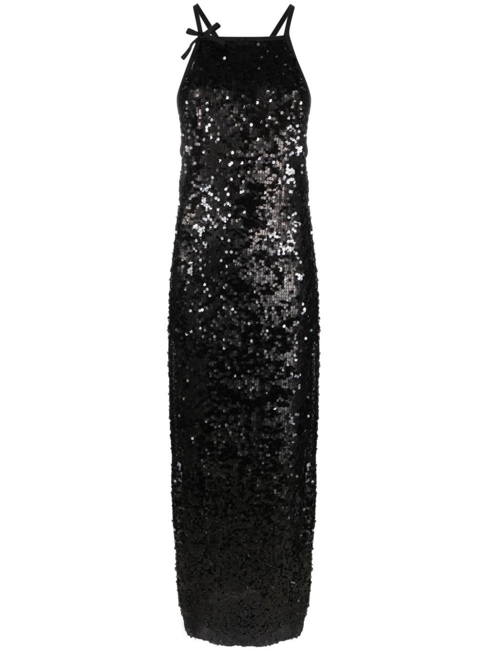 Msgm Sequin-embellished Tulle Midi Dress In Black