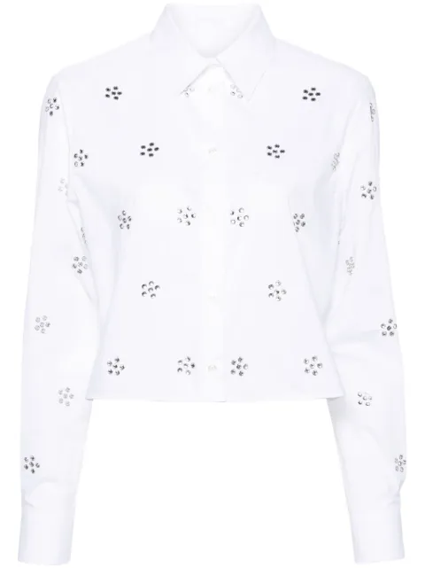 MSGM rhinestone-embellished cotton shirt