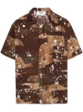 MSGM paint-splatter cotton shirt - Brown