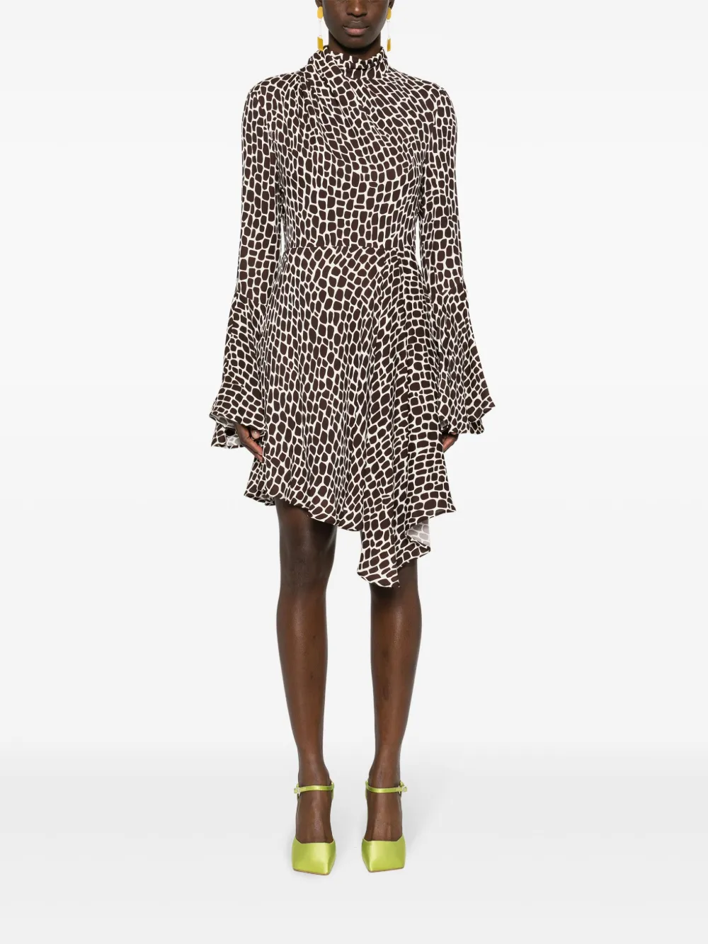 MSGM Jurk met abstracte print - Bruin