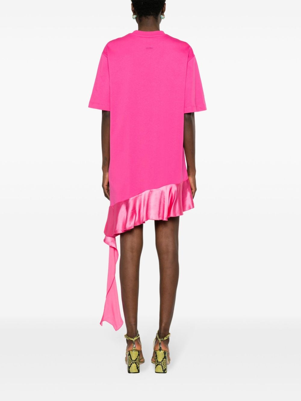 Shop Msgm Short-sleeve Cotton T-shirt Dress In Pink