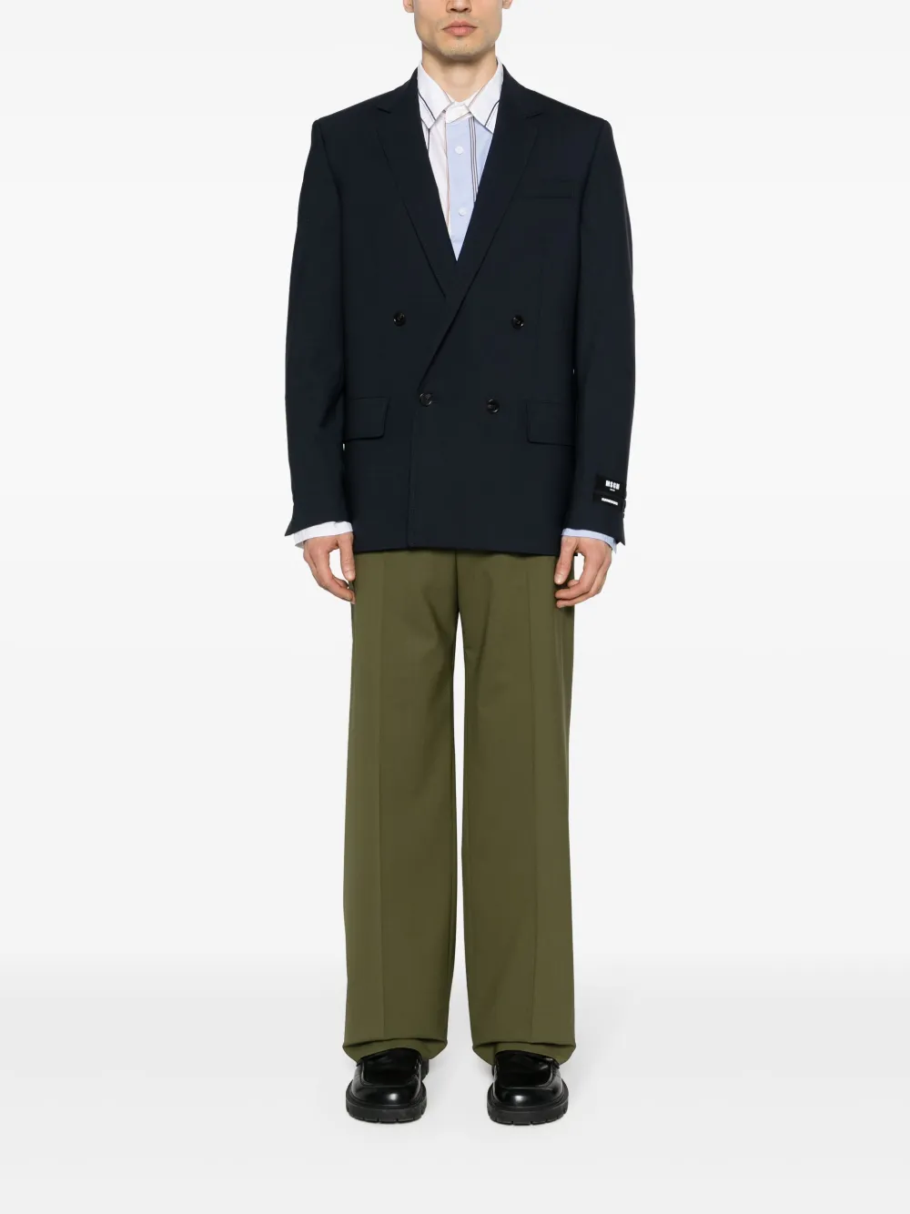 MSGM Blazer met enkele rij knopen en logo-applicatie - Blauw