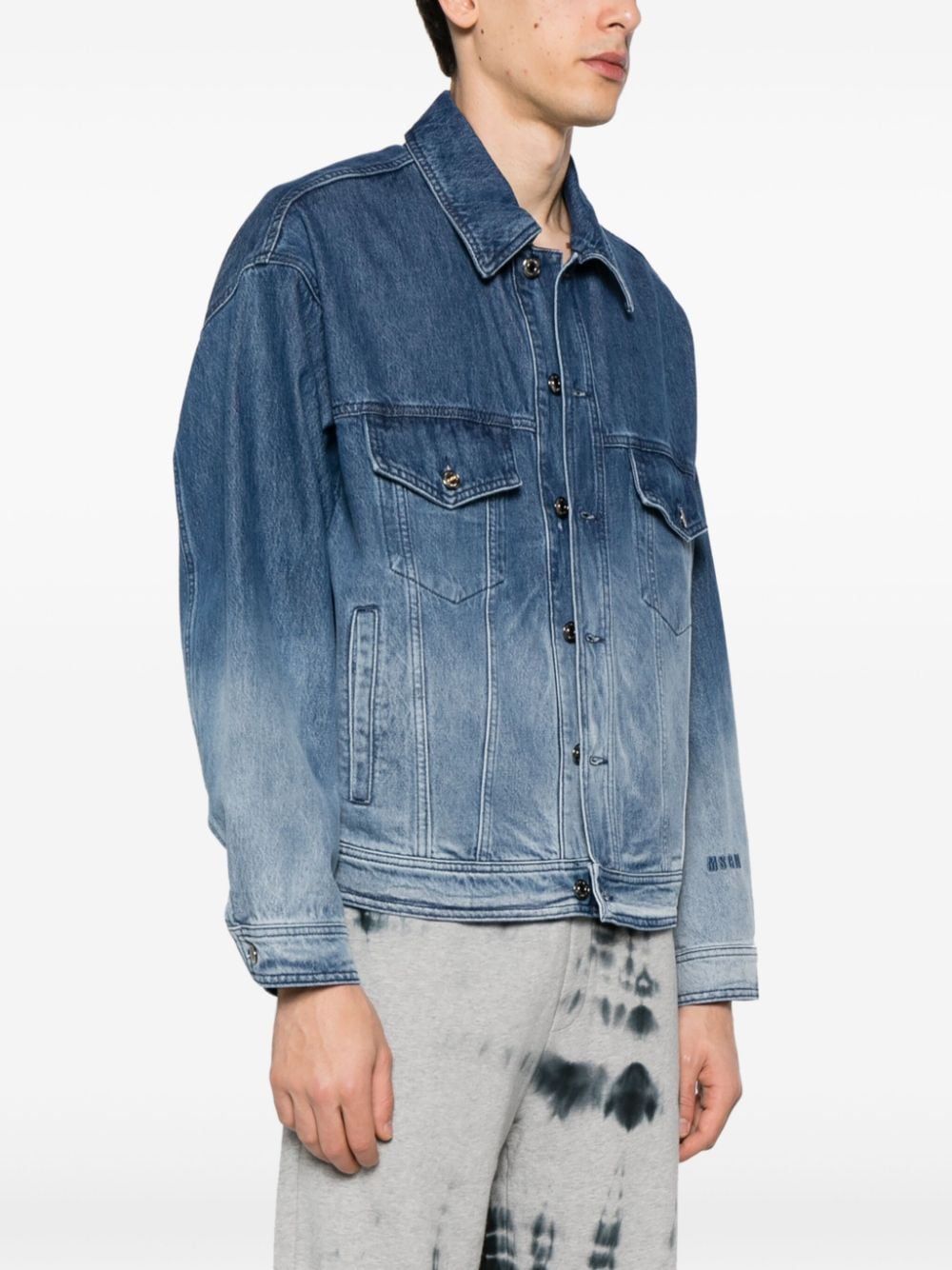 Shop Msgm Ombré-effect Denim Jacket In Blue