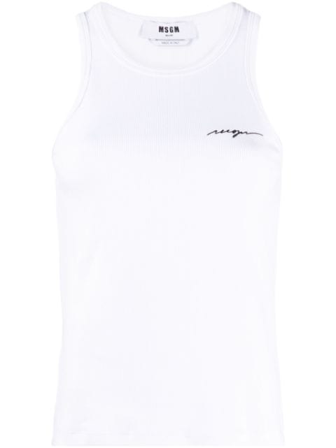 MSGM embroidered-logo ribbed tank top
