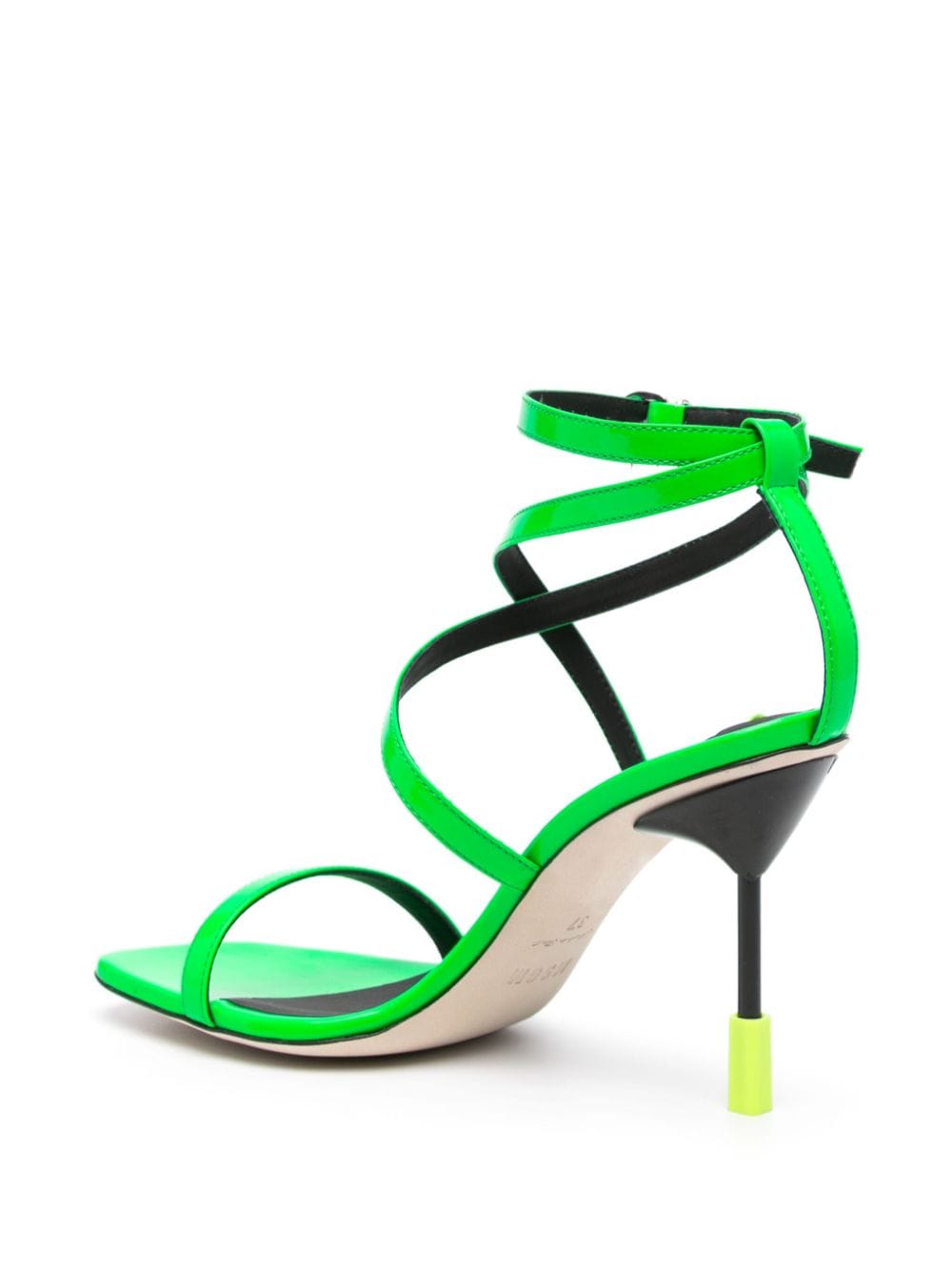 Shop Msgm 95mm Leather Sandals In Green