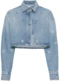 MSGM rhinestone-embellished denim shirt - Blue