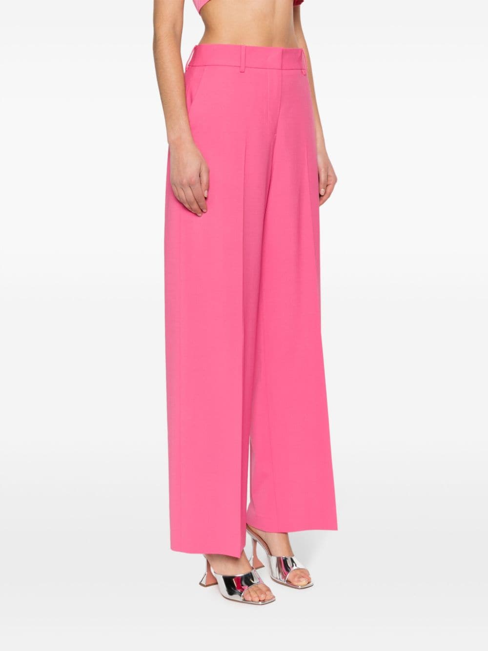 Shop Msgm High-waist Tailored Trousers In Pink