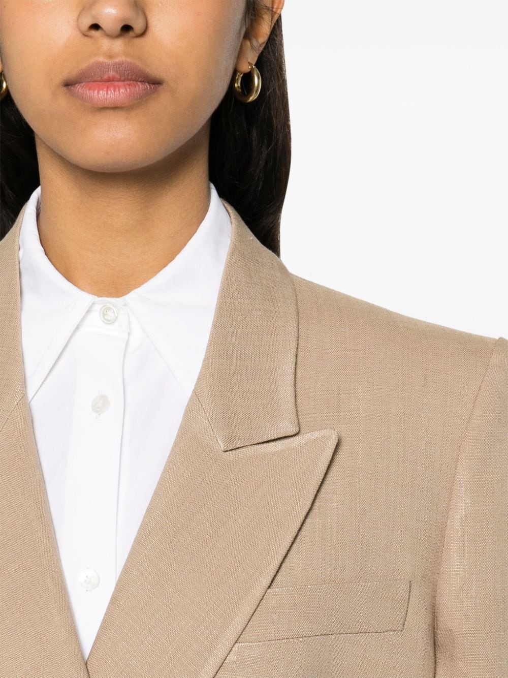 Shop Msgm Double-breasted Blazer In Nude